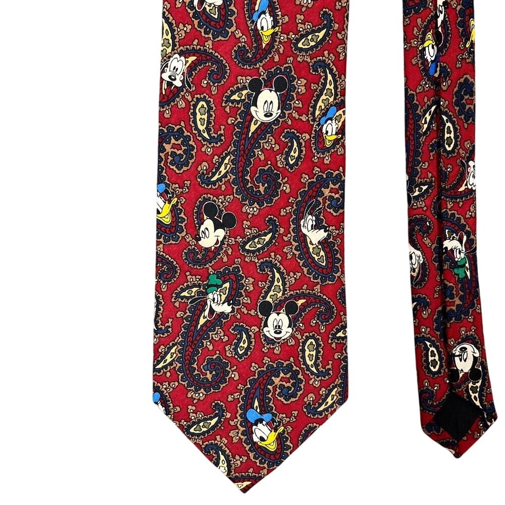 Disney Unlimited Tie Mens 56" Vintage Mickey Goofy Donald Pluto‎ 1990s Paisley